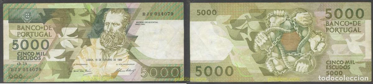 Billetes extranjeros: 6898 PORTUGAL 1989 PORTUGAL 1989 5000 ESCUDOS