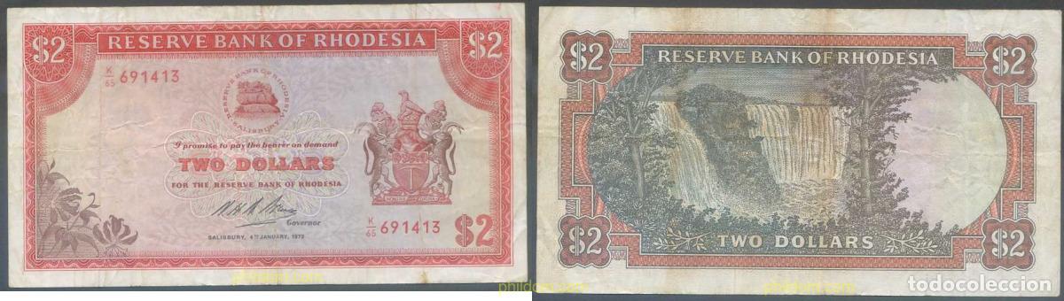 Billetes extranjeros: 6962 RODESIA 1972 RHODESIA 2 DOLLARS 1972