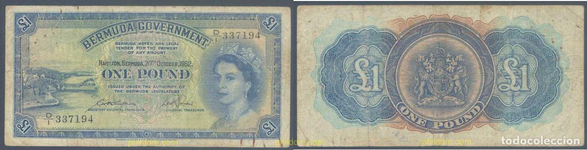 Billetes extranjeros: 6968 BERMUDAS 1952 BERMUDA 1 POUND 1952