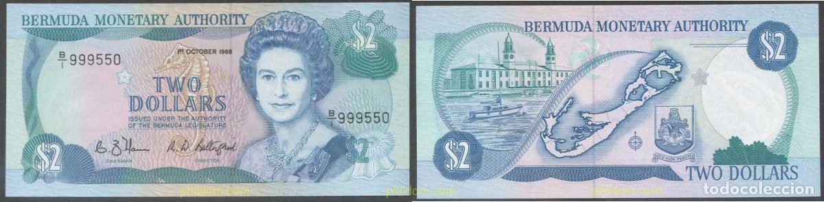 Billetes extranjeros: 6970 BERMUDAS 1988 BERMUDA 2 DOLLARS 1988