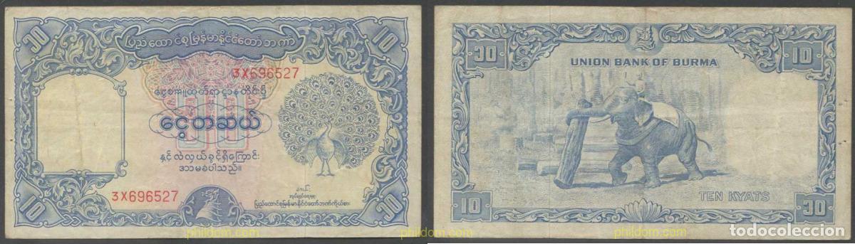 Billetes extranjeros: 7116 BIRMANIA 1953 MYANMAR BURMA BIRMANIE 10 RUPPES 1953