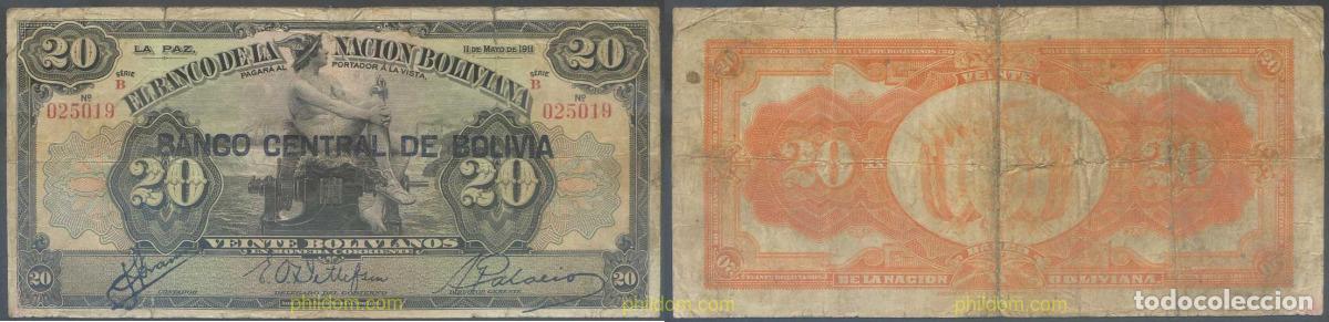 Billetes extranjeros: 7161 BOLIVIA 1911 BOLIVIA 20 BOLIVIANOS 1911
