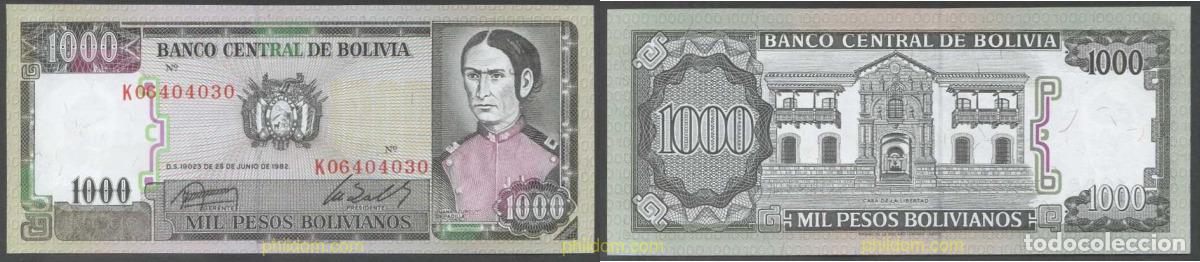 International Banknotes: 7216 BOLIVIA 1982 BOLIVIA 1000 PESOS BOLIVIANOS 1982