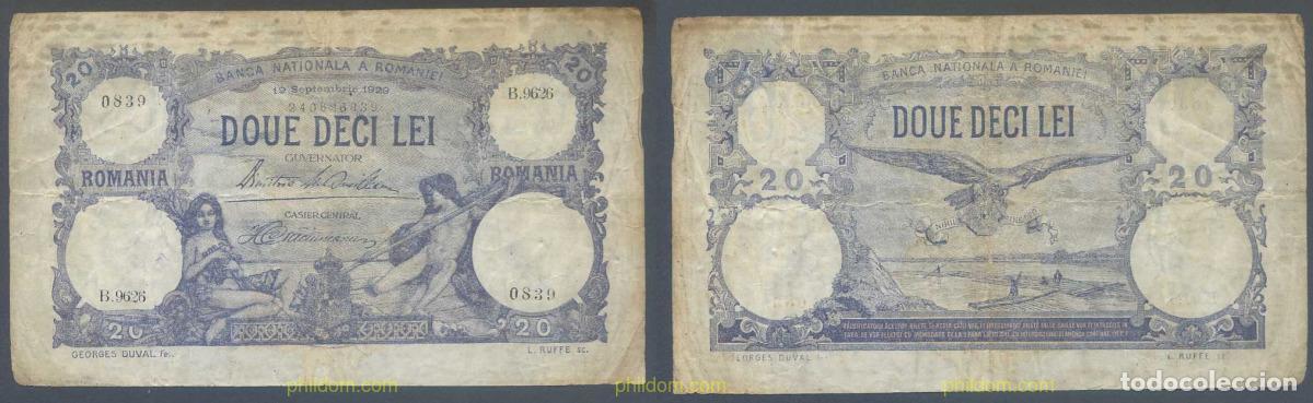 Billets internationaux: 7462 RUMANIA 1929 ROMANIA 20 DOUE DECI LEI 1929
