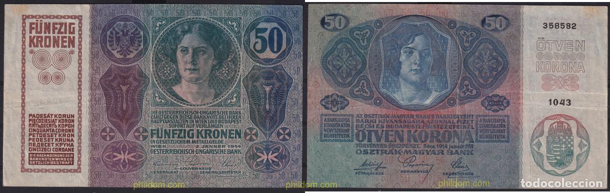 Billetes extranjeros: 7618 AUSTRIA 1914 AUSTRIA 50 KRONEN 1914