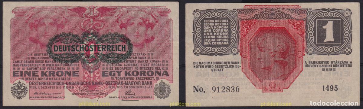 Billetes extranjeros: 7619 AUSTRIA 1916 AUSTRIA HUNGARY 1 KRONEN 1916