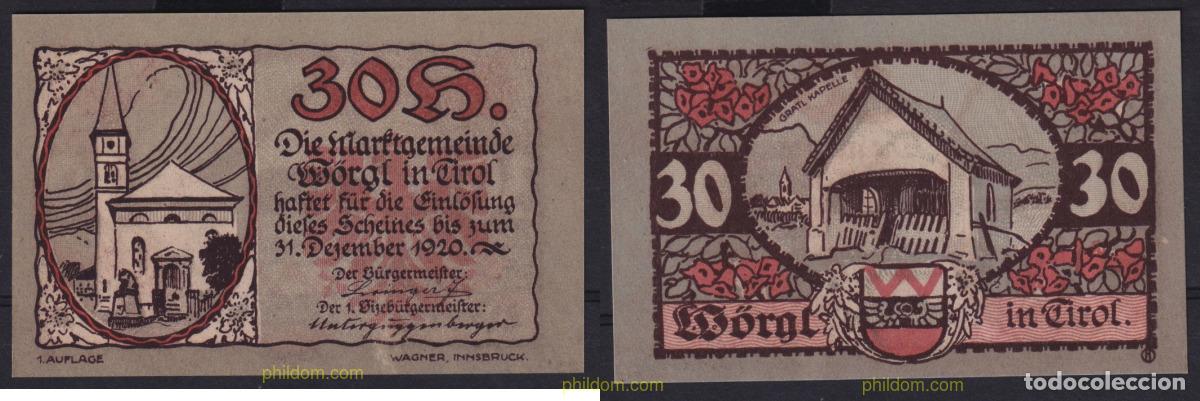 Billetes extranjeros: 7640 AUSTRIA 1920 AUSTRIA 30 HELLERS 1920 TIROL