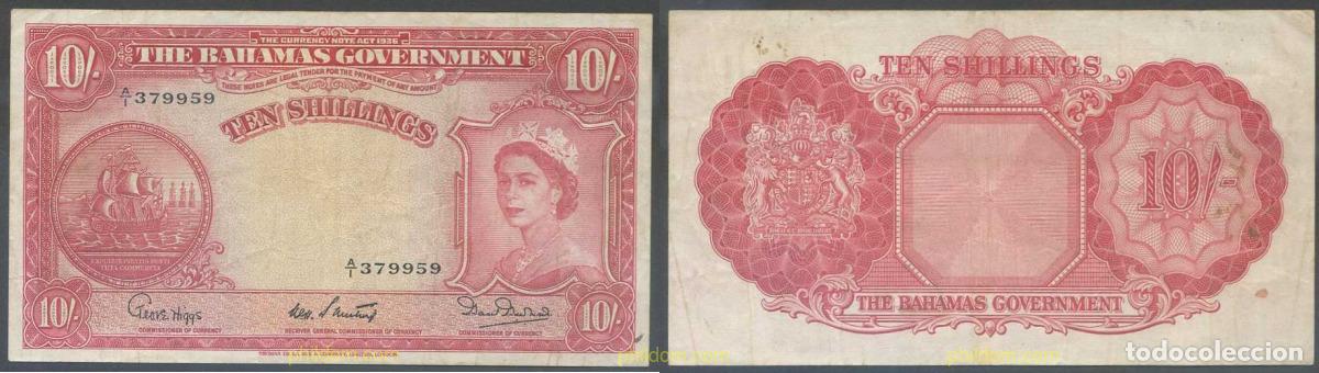 Notas Internacionais: 7818 BAHAMAS 1953 BAHAMAS 10 SHILLINGS 1953