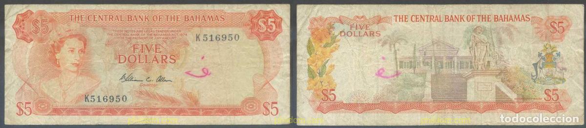 Notas Internacionais: 7832 BAHAMAS 1974 BAHAMAS 5 DOLLARS 1974