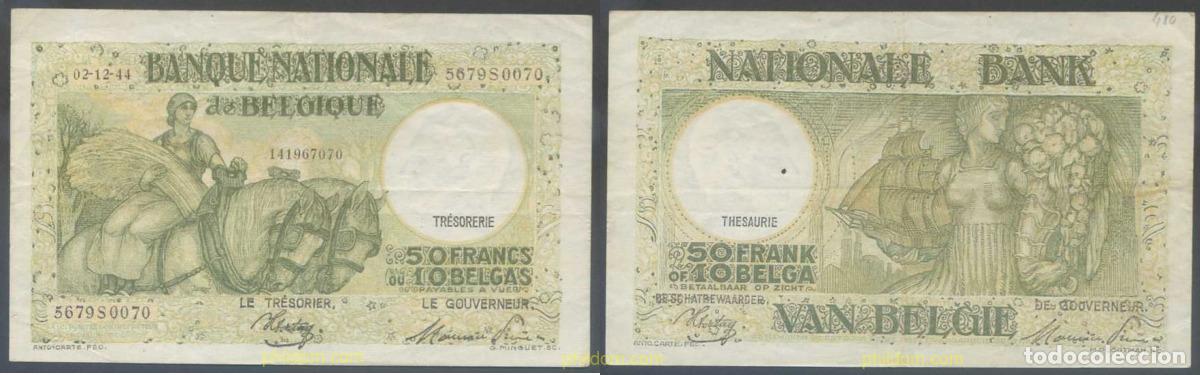 Notas Internacionais: 7887 BELGICA 1944 BELGIQUE 50 FRANCS 1944