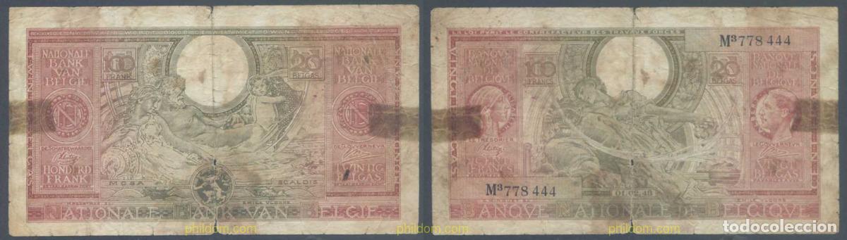 Notas Internacionais: 7888 BELGICA 1943 BELGIQUE 100 FRANCS 1943