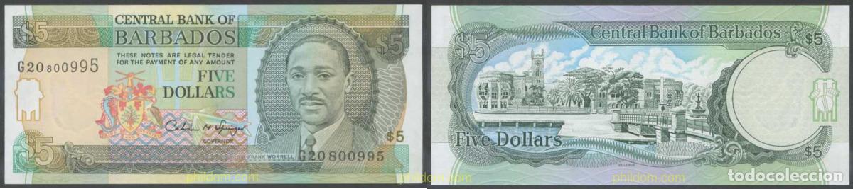 Banconote internazionali: 7908 BARBADOS 1996 BARBADOS 5 DOLLARS 1996