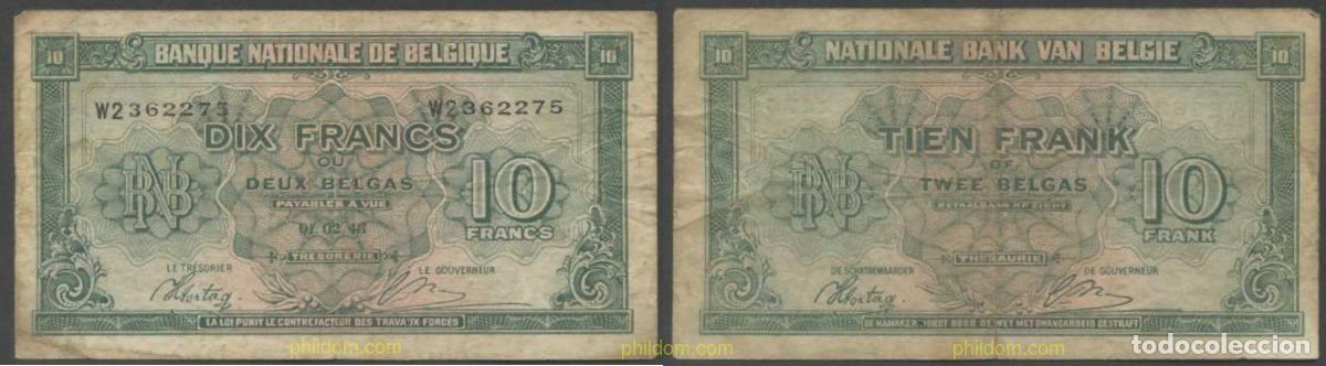 Banconote internazionali: 7894 BELGICA 1943 BELGIQUE BELGIUM 10 FRANCS 1943