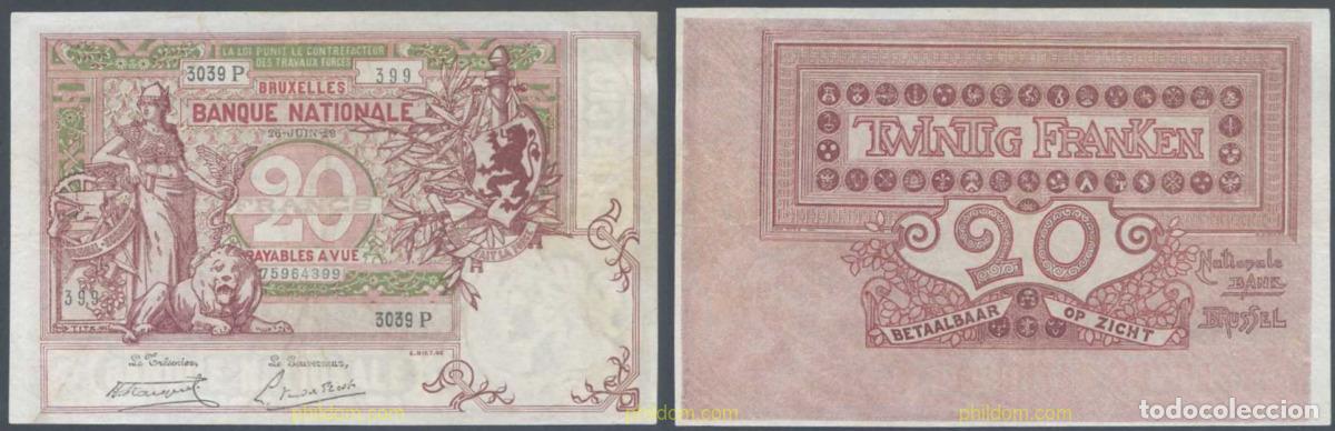 Banconote internazionali: 7915 BELGICA 1919 BELGIQUE BELGIUM 20 FRANCS 1919