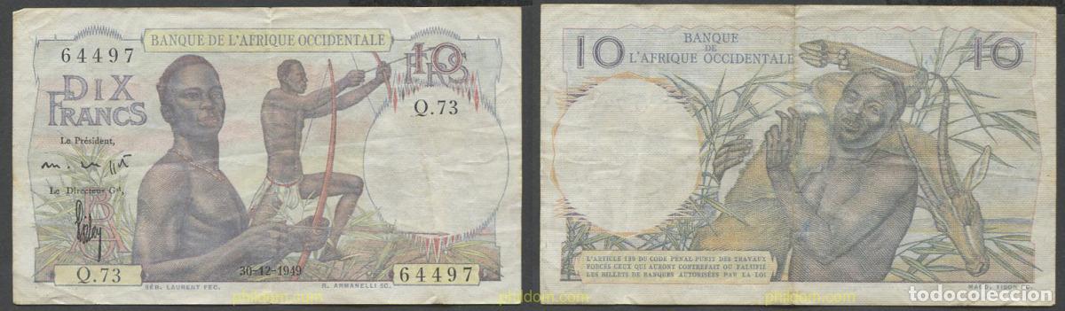 Billetes extranjeros: 7998 AFRICA OCCIDENTAL FRANCESA 1949 AFRIQUE OCCIDENTALE 10 FRANCS 1949