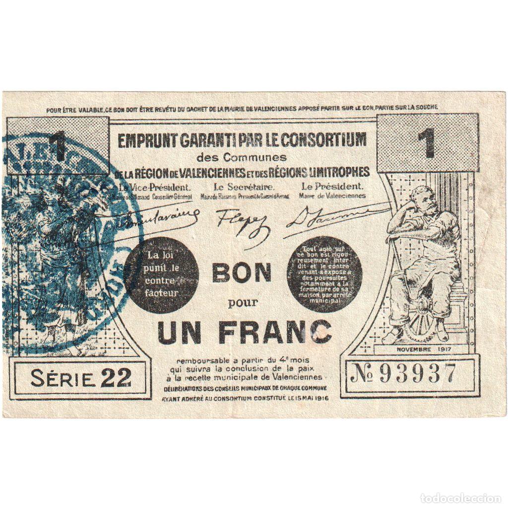 Billetes extranjeros: [#1515223] Francia, 1 Franc, 1917-11, Serie 22 93937, MBC, Pirot:59-2566