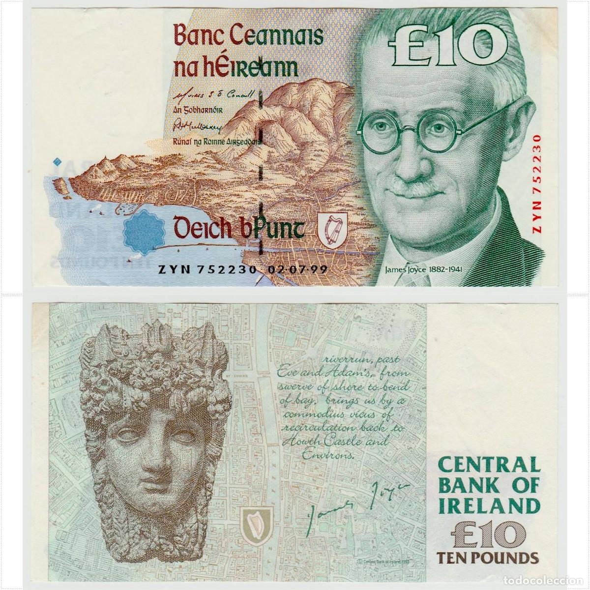 Billetes extranjeros: Central Bank of Ireland 10 Libras Circulado (el billete de la foto)