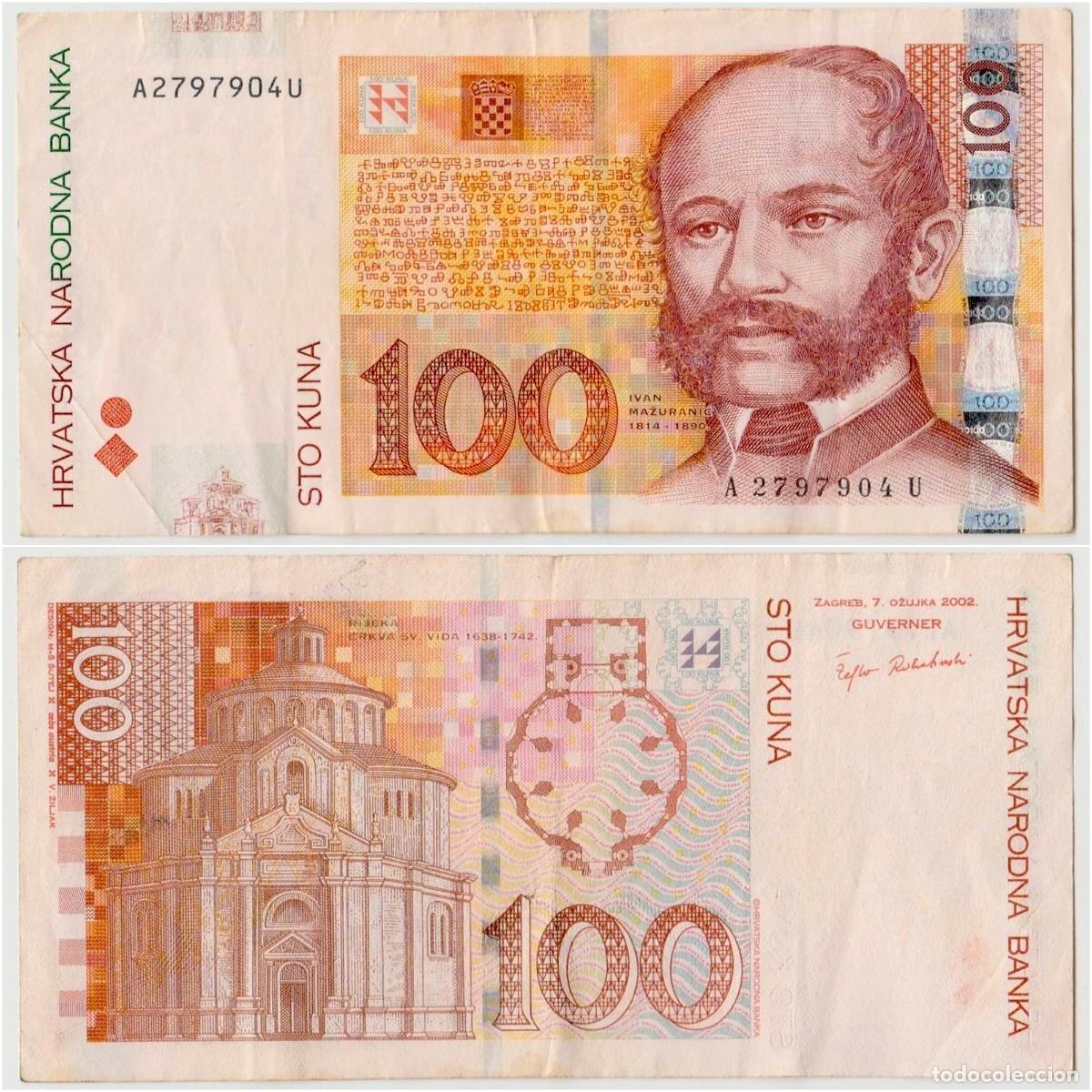 Billetes extranjeros: Croacia 100 Kuna 2002 n/s A2797904U Circulado (el billete de la foto)