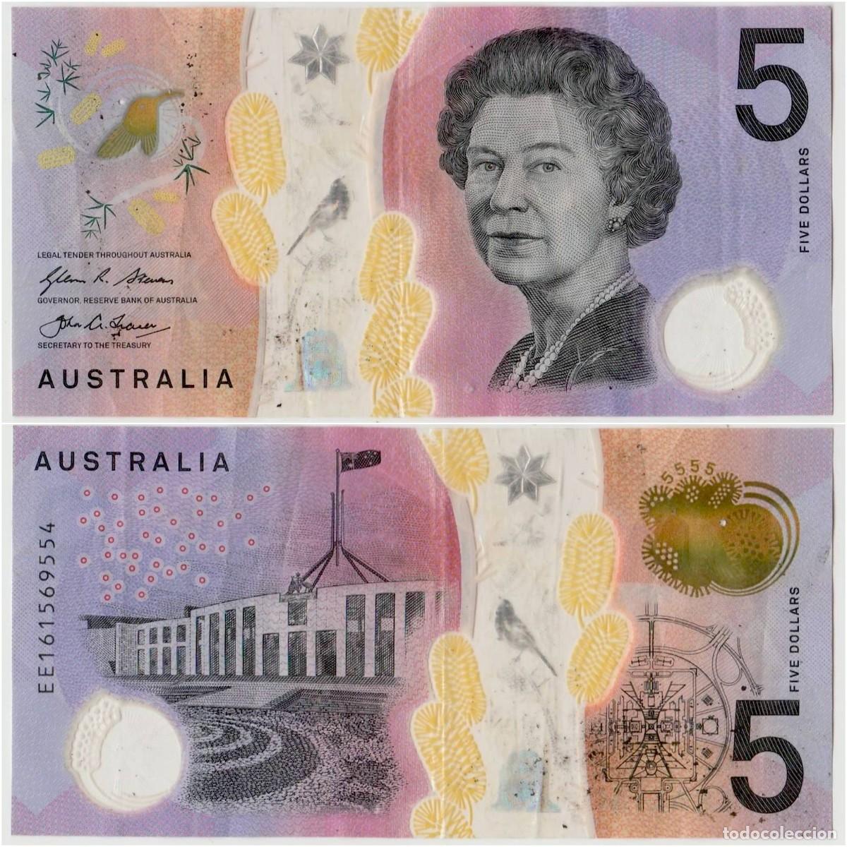 Billetes extranjeros: Australia 5 D&oacute;lares 2016 n/s EE161569554 Pol&iacute;mero Circulado (el billete de la foto)
