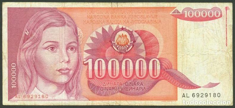 Billetes extranjeros: YUGOSLAVIA. 100000 dinara 1989. Pick 97.