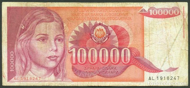 Billetes extranjeros: YUGOSLAVIA. 100000 dinara 1989. Pick 97.
