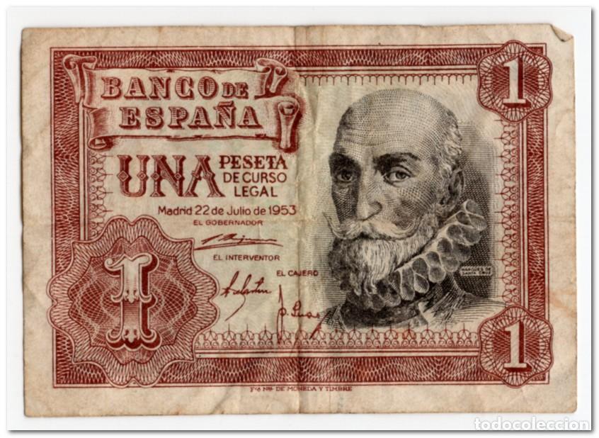 Billetes extranjeros: SPAIN,1 PESETA,1953,P.144,FINE