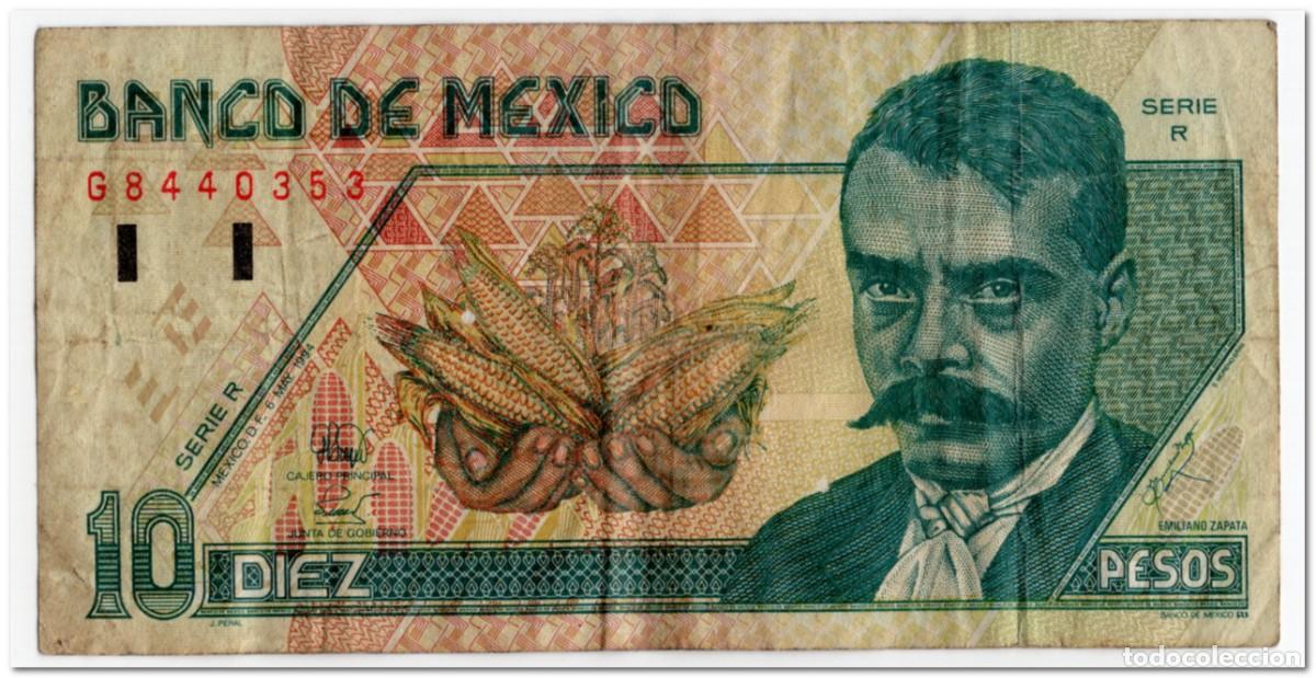 Billetes extranjeros: MEXICO,10 PESOS,1994(1996)P.105,FINE