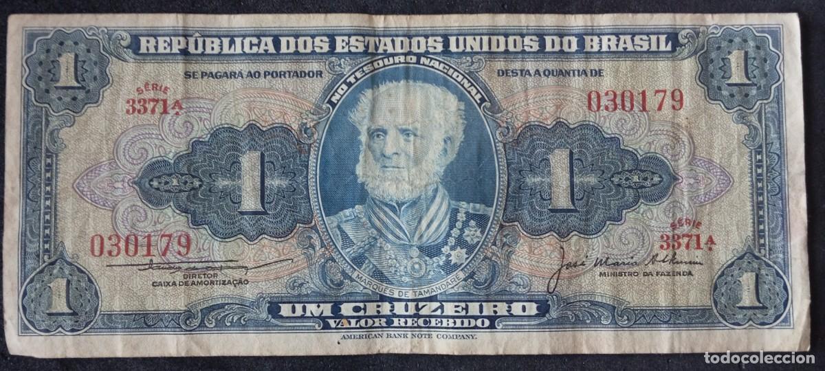 Billetes extranjeros: Brasil 1 cruzeiro (1954-1958) pick 150C (BC+)