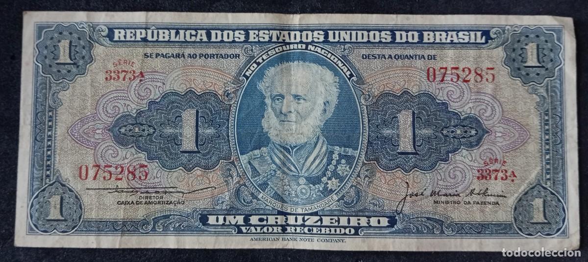 Billetes extranjeros: Brasil 1 cruzeiro (1954-1958) pick 150C (MBC)
