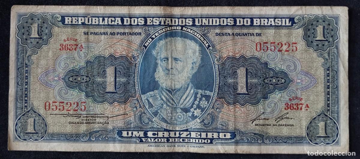 Billetes extranjeros: Brasil 1 cruzeiro (1954-1958) pick 150C (BC+)
