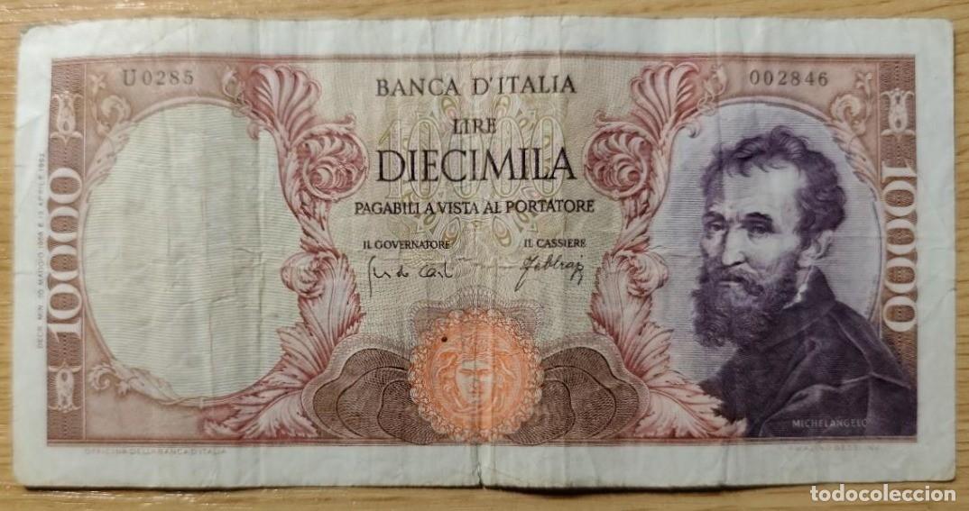 Billetes extranjeros: BILLETE 10000 LIRAS MICHELANGELO 1962 ITALIA BANCA D&acute;ITALIA