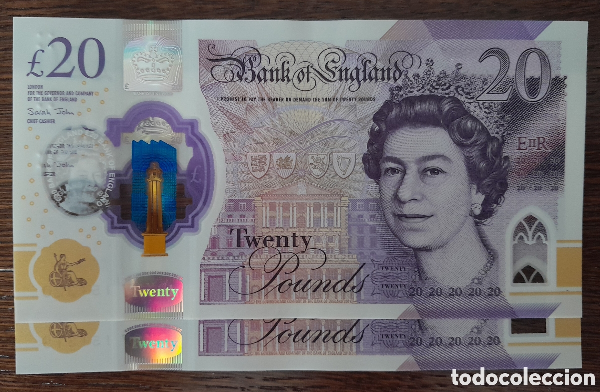 Billetes extranjeros: Pareja correlativa de billetes de 20 libras