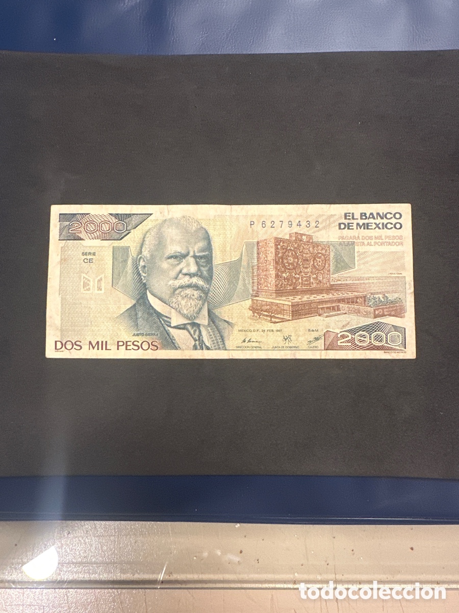 Billetes extranjeros: Billete de M&eacute;xico de 2000 pesos a&ntilde;o 1987