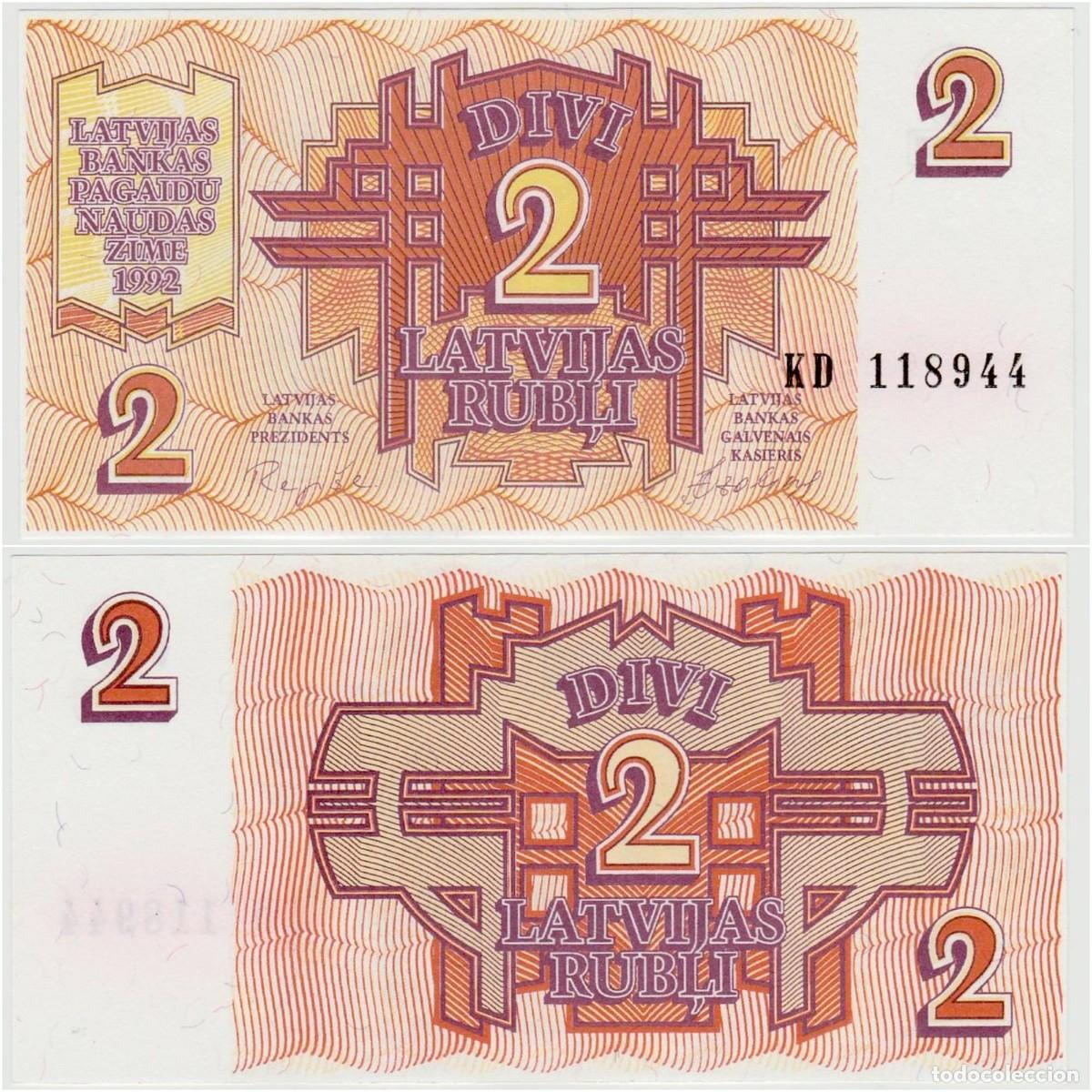Billetes extranjeros: Letonia 2 Rublos 1992 Pick 36 n/s KD118944 Sin Circular (el de la foto)