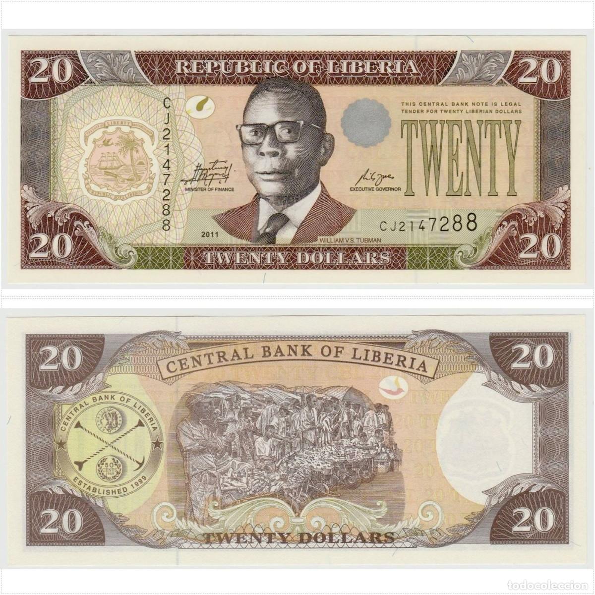 Billetes extranjeros: Liberia 20 D&oacute;lares 2011 n/s CJ2147288 Sin Circular (el billete de la foto)