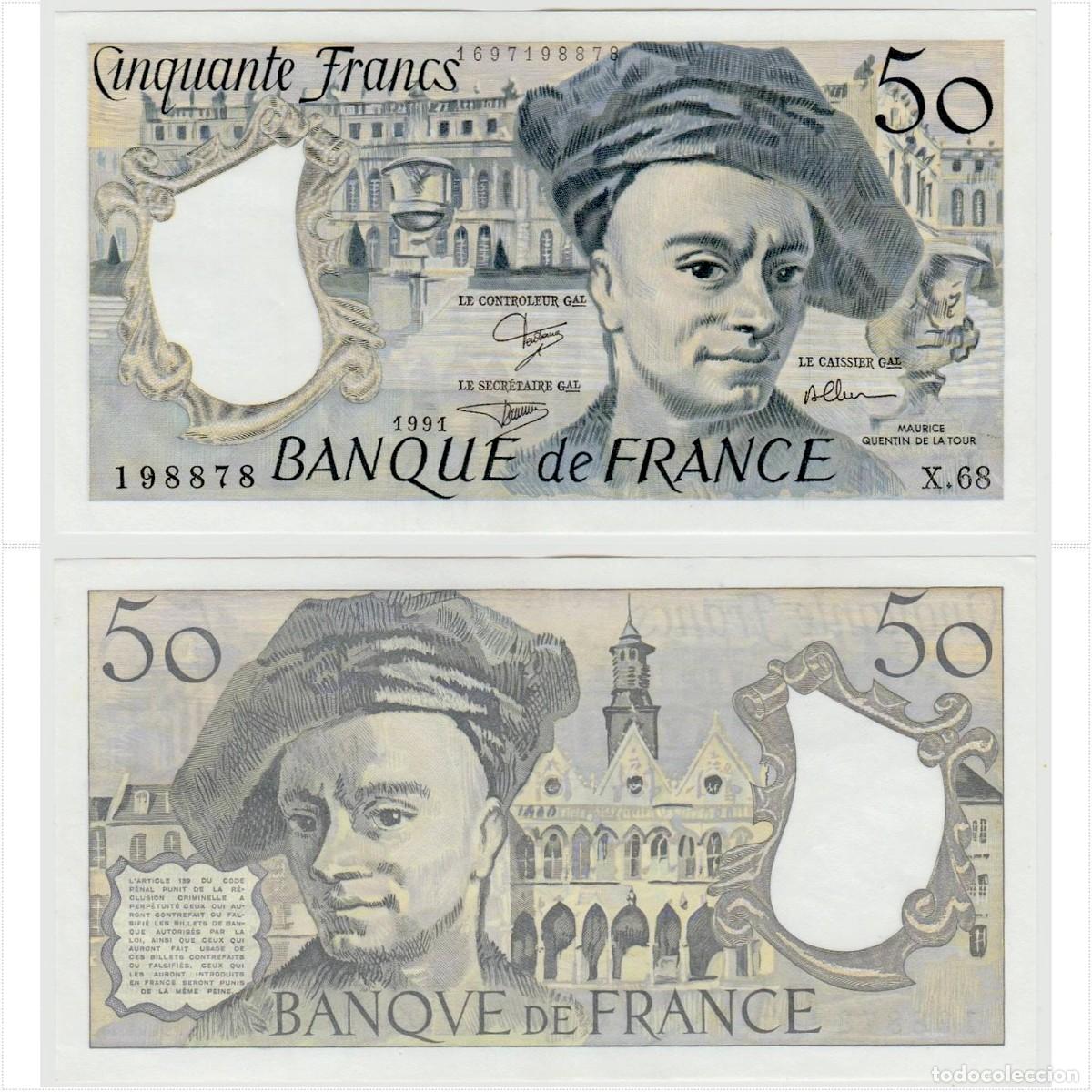 Billetes extranjeros: Francia 50 Francos 1991 n/s 198878 Casi Sin Circular (el billete de la foto)