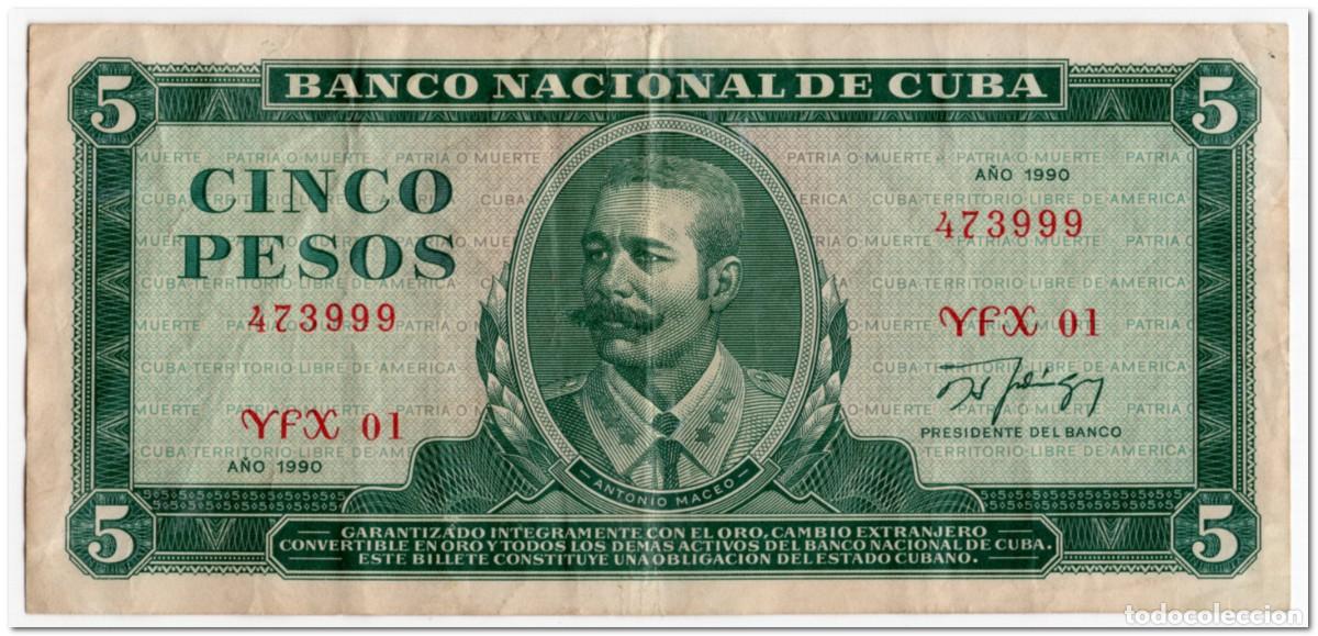 Billetes extranjeros: CUBA,5 PESOS,1990,P.103d,VF