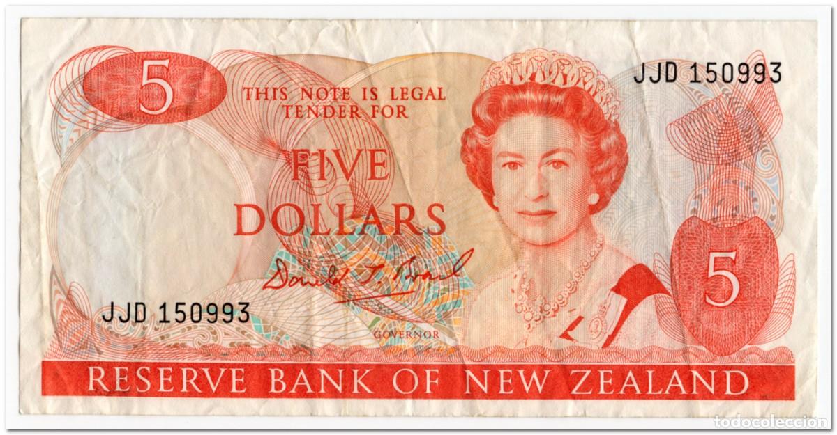 Billetes extranjeros: NEW ZEALAND,5 DOLLARS,1989-92,P.171c,FINE+