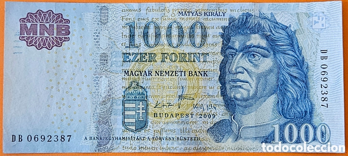 Billetes extranjeros: HUNGR&Iacute;A, 1000 FORINT, 2009.