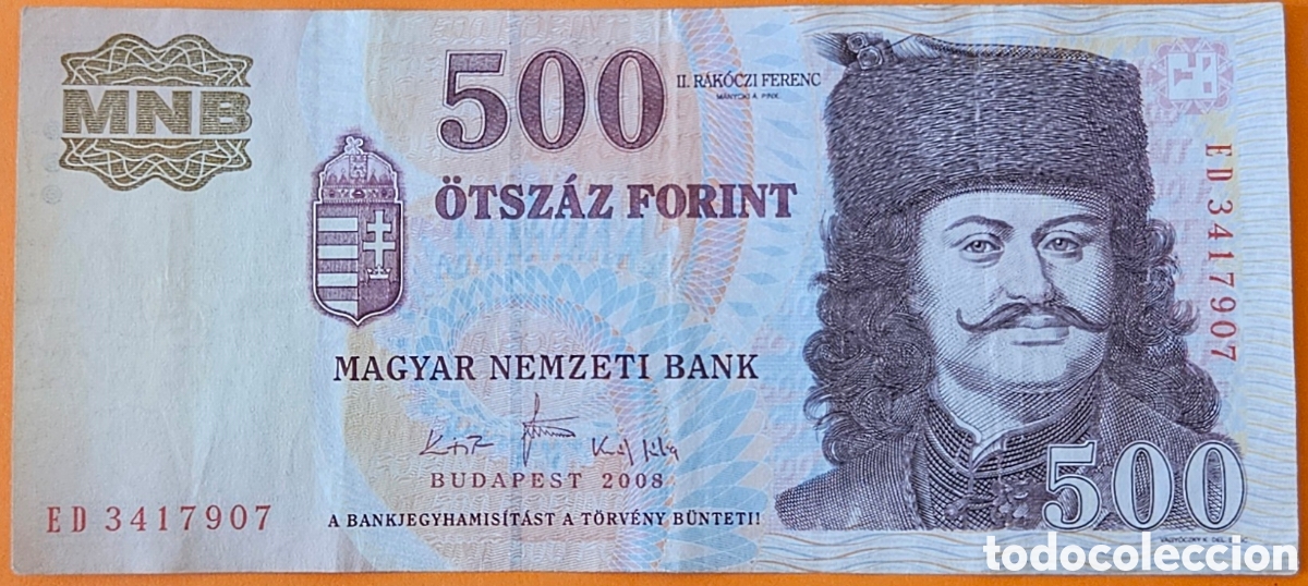Billetes extranjeros: HUNGR&Iacute;A, 500 FORINT, 2008.