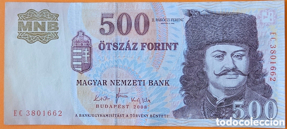 Billetes extranjeros: HUNGR&Iacute;A, 500 FORINT, 2008.