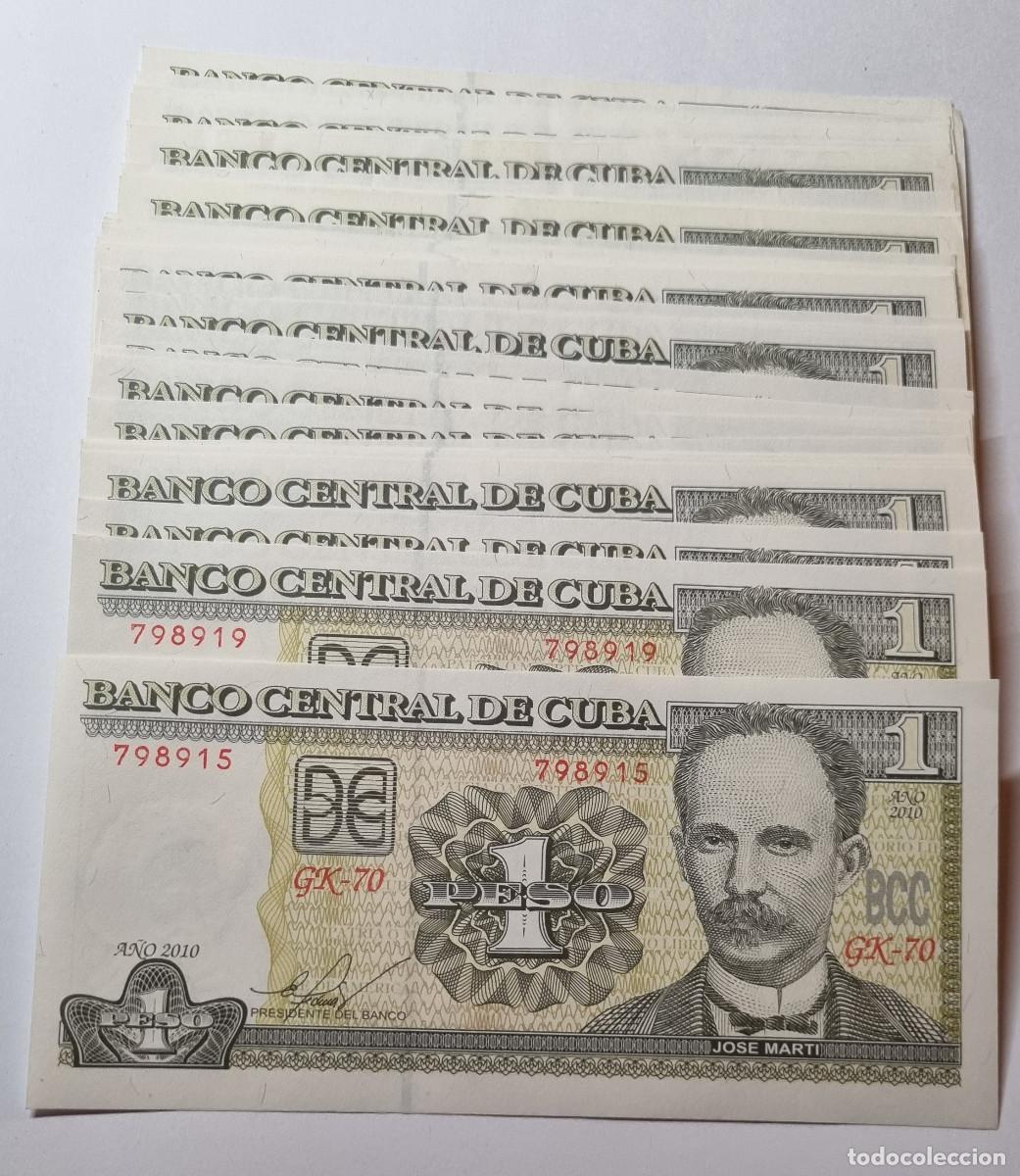 Billetes extranjeros: 42 BILLETES BANCO CENTRAL DE CUBA 1 PESO 2010