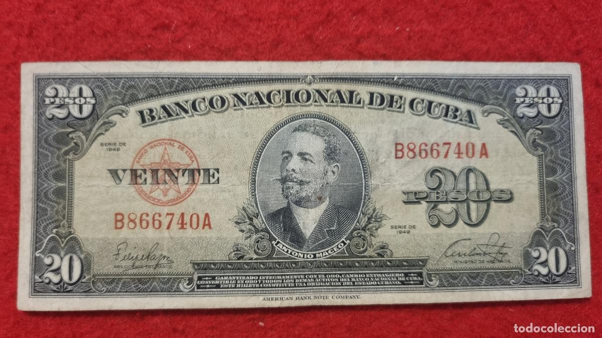 Billetes extranjeros: Q9 BILLETE 20 PESOS CUBA 1949 MBC ORIGINAL T740