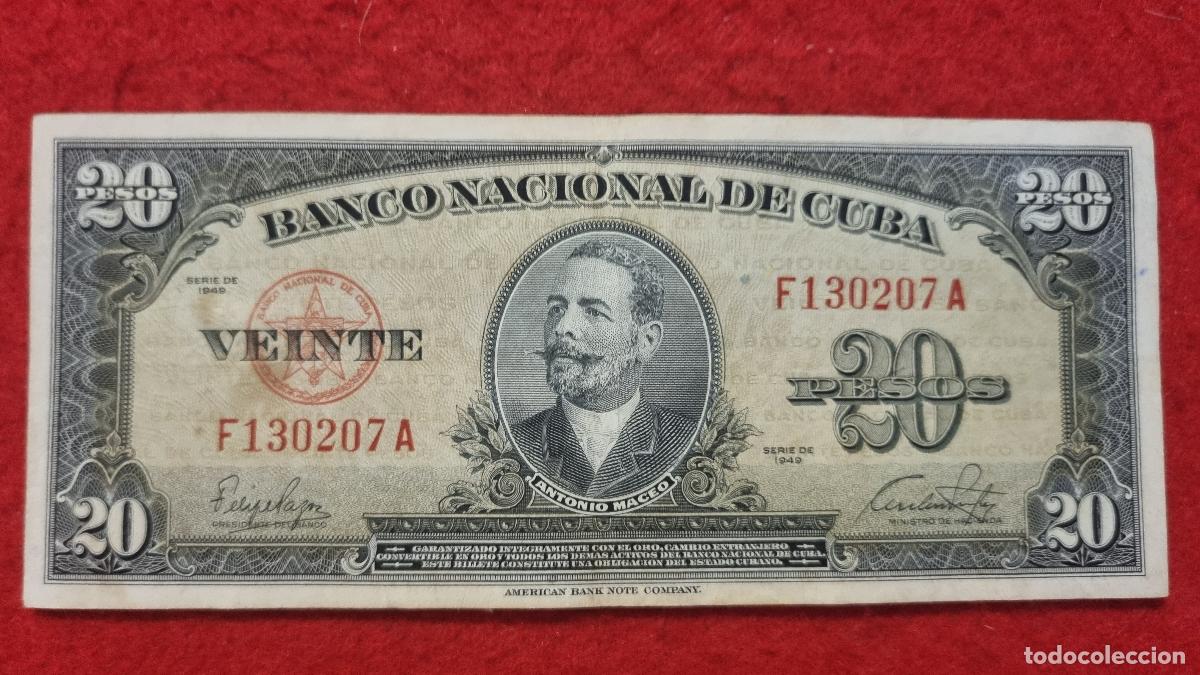 Billetes extranjeros: Q9 BILLETE 20 PESOS CUBA 1949 MBC ORIGINAL T207