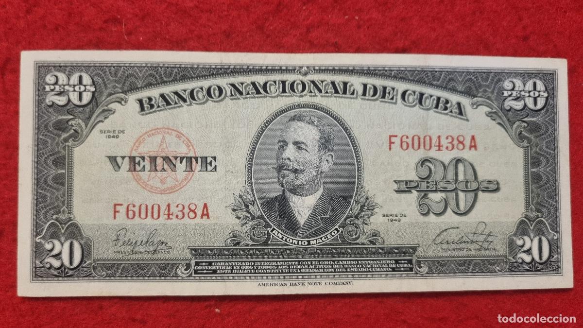 Billetes extranjeros: Q9 BILLETE 20 PESOS CUBA 1949 MBC ORIGINAL T438