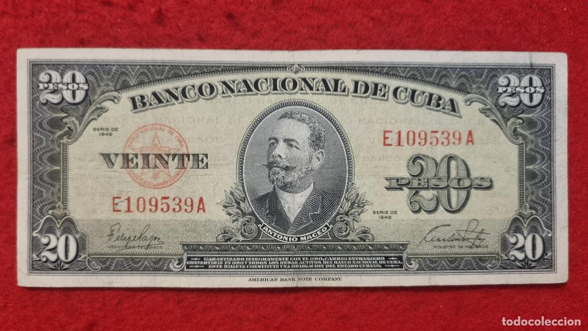 Billetes extranjeros: Q9 BILLETE 20 PESOS CUBA 1949 MBC+ ORIGINAL T539