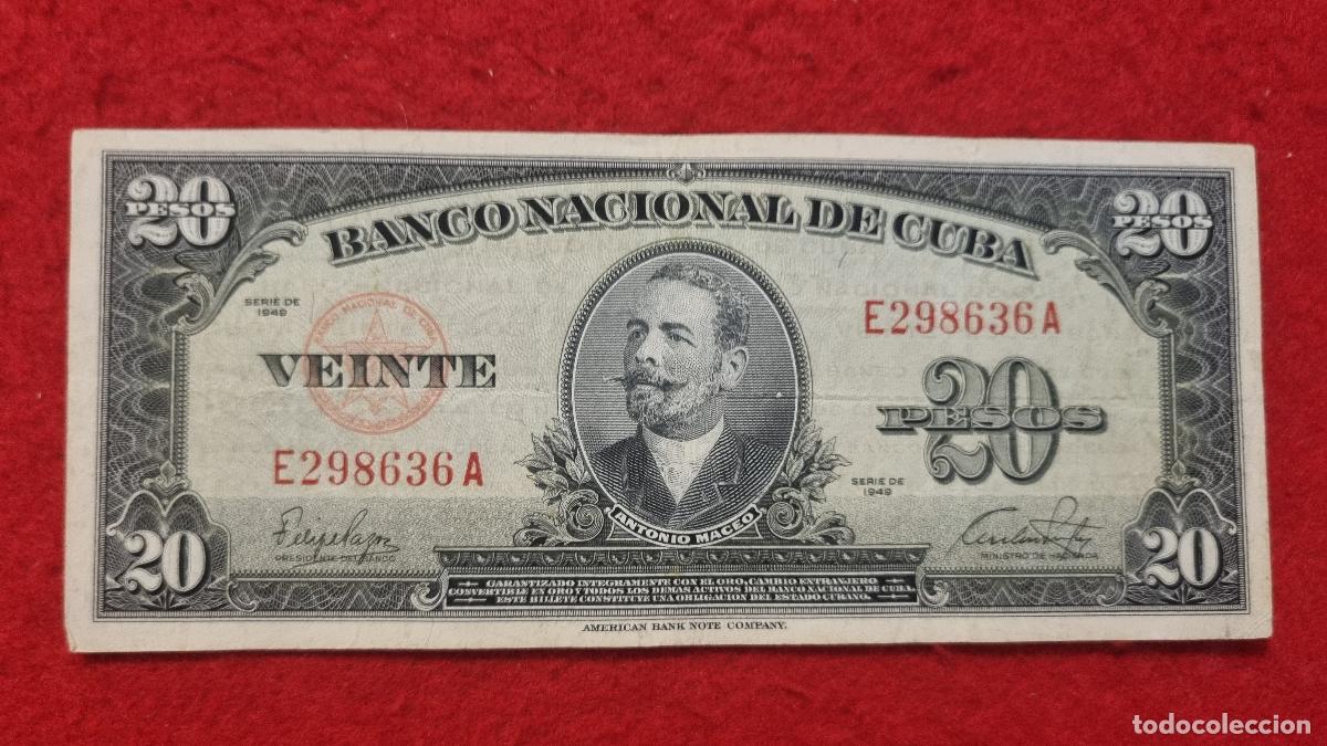 Billetes extranjeros: Q9 BILLETE 20 PESOS CUBA 1949 MBC ORIGINAL T636