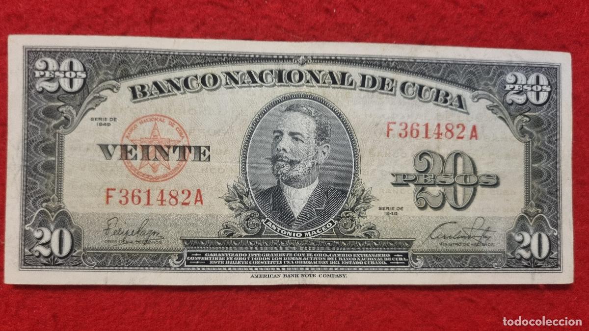 Billetes extranjeros: Q9 BILLETE 20 PESOS CUBA 1949 MBC ORIGINAL T482