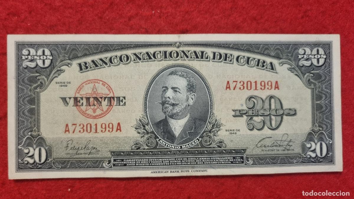 Billetes extranjeros: Q9 BILLETE 20 PESOS CUBA 1949 MBC+ ORIGINAL T199