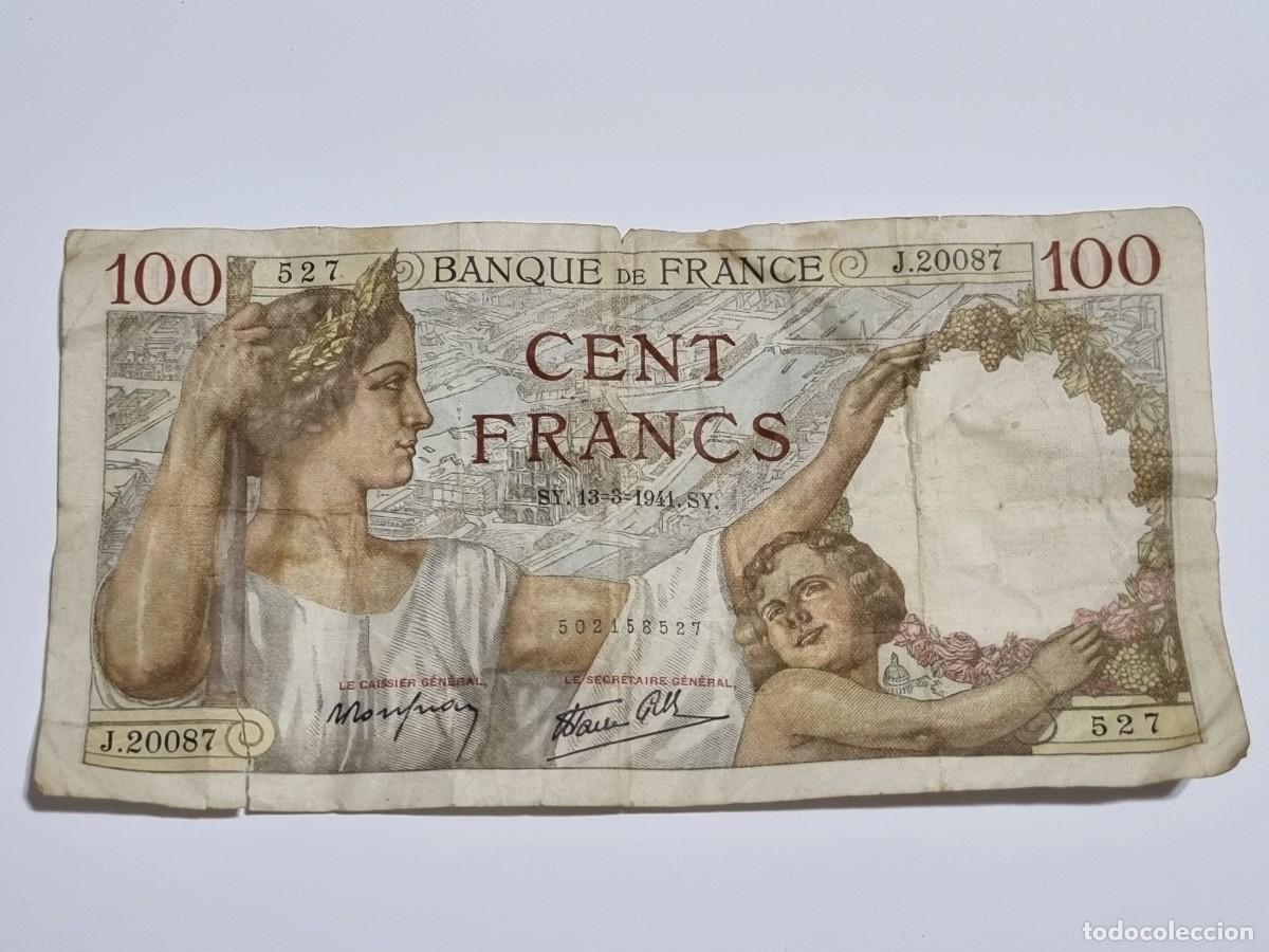 Billetes extranjeros: Antiguo Billete 100 Francos 527 Banco Francia 1941 WWII J.20087